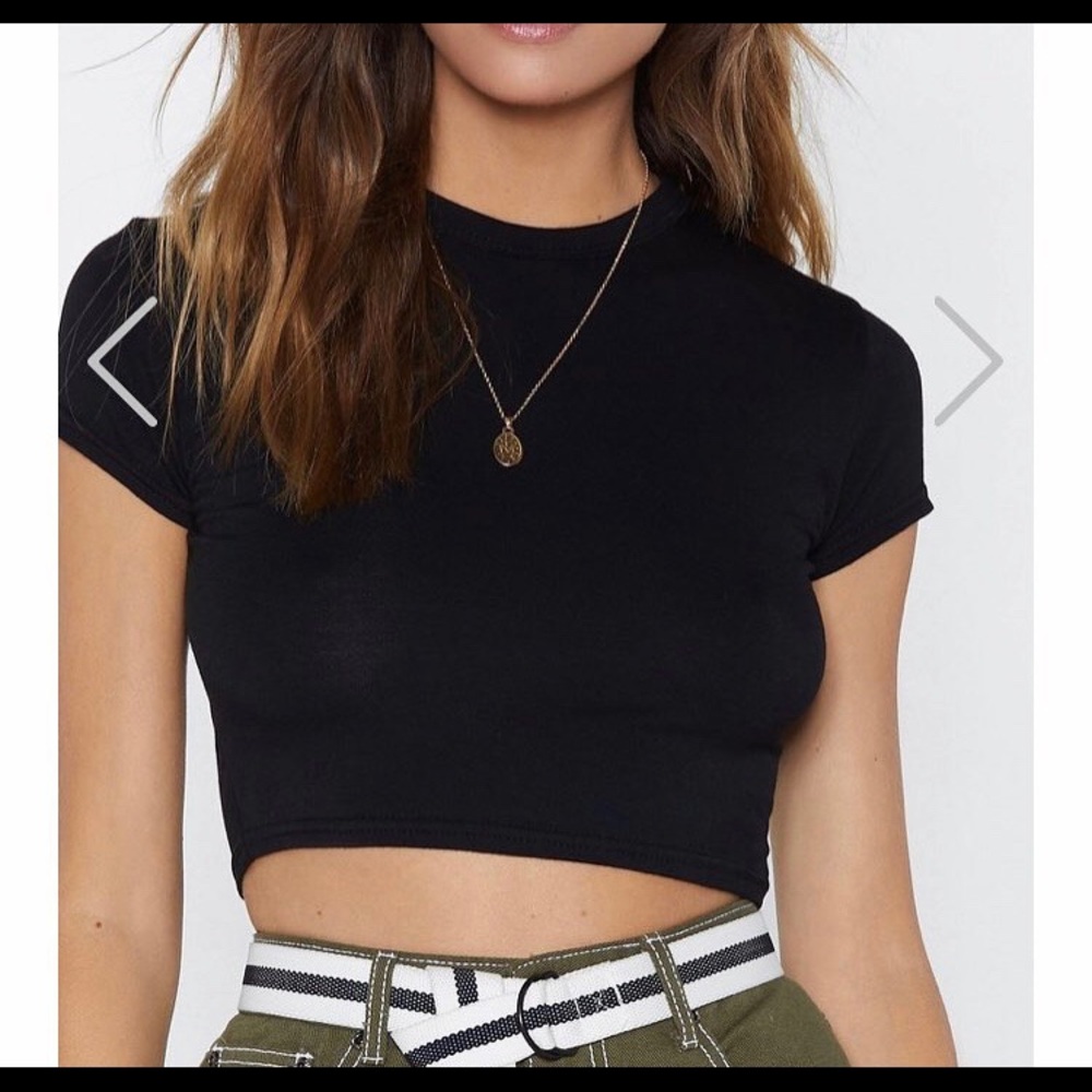 Nasty Gal plain black cropped tee